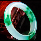 Green Jade Bangle Bracelet Charm Hand-Carved Amulet