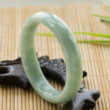 Hand-Carved Natural Green Jade Bangle Bracelet Lucky Amulet