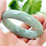 Hand-Carved Natural Green Jade Bangle Bracelet Lucky Amulet