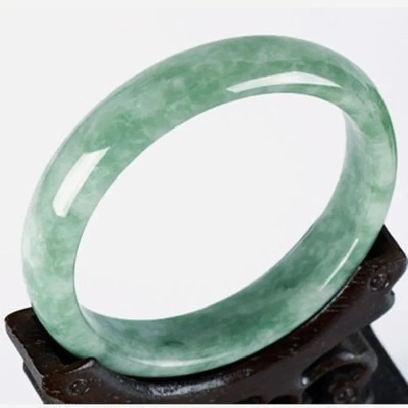 Natural Green Jade Bangle Bracelet Hand-Carved Charm Jewelry Men Women Lucky
