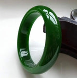 Green Jade Bangle Bracelet Hand-Carved Amulet