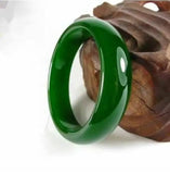 Green Jade Bangle Bracelet Hand-Carved Amulet