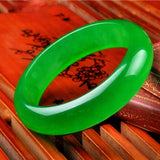 Green Jade Bangle Bracelet Jadeite Chinese Hand-Carved Charm Jewelry Men Women