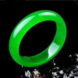 Green Jade Bangle Bracelet Jadeite Chinese Hand-Carved Charm Jewelry Men Women