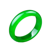 Green Jade Bangle Bracelet Jadeite Chinese Hand-Carved Charm Jewelry Men Women
