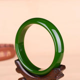 Green Jade Bracelet Bangle Chinese Hand-Carved Charm Jewelry Amulet