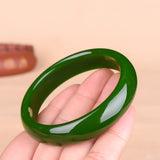 Green Jade Bracelet Bangle Chinese Hand-Carved Charm Jewelry Amulet
