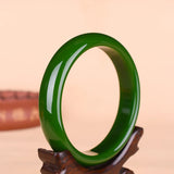 Green Jade Bracelet Bangle Chinese Hand-Carved Charm Jewelry Amulet