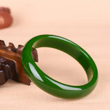 Green Jade Bracelet Bangle Chinese Hand-Carved Charm Jewelry Amulet