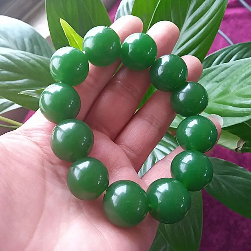 Green Jade Bracelet Women Men Fine Jewelry Bangle Real Jades Stone Beads