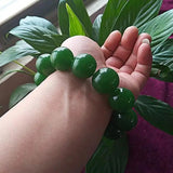 Green Jade Bracelet Women Men Fine Jewelry Bangle Real Jades Stone Beads