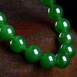 Green Jade Bracelet Hetian Jades Round Stone Beads Bangle