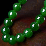 Green Jade Bracelet Hetian Jades Round Stone Beads Bangle