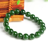 Green Jade Bracelet Hetian Jades Round Stone Beads Bangle