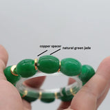 Green Jade Elastic Bracelet Hand-Carved Bucket Shape Lucky Amulet