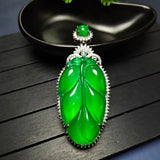 Green Jade Leaf Pendant Necklace Women Chrysoprase Charms Jewellery Jades Stone