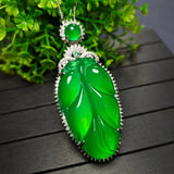 Green Jade Leaf Pendant Necklace Women Chrysoprase Charms Jewellery Jades Stone