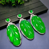Green Jade Leaf Pendant Necklace Women Chrysoprase Charms Jewellery Jades Stone