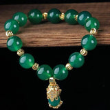 Green Jade Pixiu Pendant Bracelet Chrysoprase Bangle
