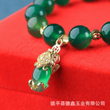Green Jade Pixiu Pendant Bracelet Chrysoprase Bangle