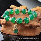 Green Jade Pixiu Pendant Bracelet Chrysoprase Bangle