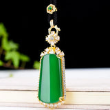 Green Jade Zircon Pendant Necklace Women Myanmar Jadeite Pendants Charm