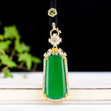 Green Jade Zircon Pendant Necklace Women Myanmar Jadeite Pendants Charm