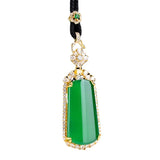 Green Jade Zircon Pendant Necklace Women Myanmar Jadeite Pendants Charm