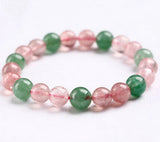 Green & Pink Strawberry Crystal Bead Bangle Bracelet Dia.8-10mm