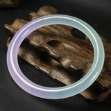 Green Purple Jade Bangle Bracelet Hand-Carved Jewelry for Women Men