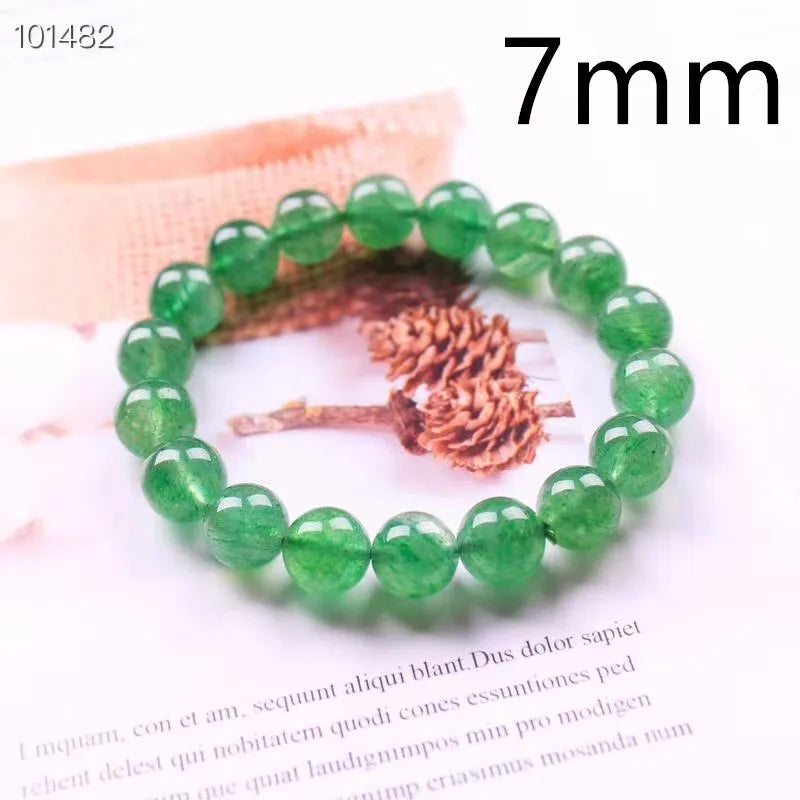 Green Strawberry Quartz Crystal Beads Bracelet 7-10mm