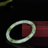Green Jade Bangle Bracelet Chinese Charm Jewelry Hand-Carved Men Women Gift