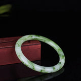 Green Jade Bangle Bracelet Chinese Charm Jewelry Hand-Carved Men Women Gift