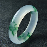 Green Jade Bangle Bracelet Hand-Carved Charm Jewelry
