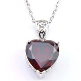 Heart Fire Red Garnet Gemstone Pendant Necklace