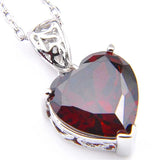 Heart Fire Red Garnet Gemstone Pendant Necklace