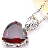 Heart Fire Red Garnet Gemstone Pendant Necklace