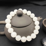 Hetian Jade Bracelet 8mm 10mm Round Beads Gemstone Jewelry for Women