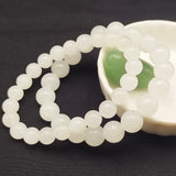 Hetian Jade Bracelet 8mm 10mm Round Beads Gemstone Jewelry for Women