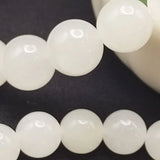 Hetian Jade Bracelet 8mm 10mm Round Beads Gemstone Jewelry for Women