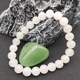 Hetian Jade Bracelet 8mm 10mm Round Beads Gemstone Jewelry for Women