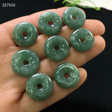 Green Jade Gemstone Pendant Necklace 15mm Round Donut Emerald Barrel Stone