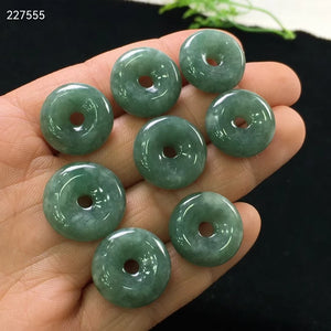 Green Jade Gemstone Pendant Necklace 15mm Round Donut Emerald Barrel Stone