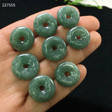 Green Jade Gemstone Pendant Necklace 15mm Round Donut Emerald Barrel Stone