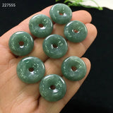 Green Jade Gemstone Pendant Necklace 15mm Round Donut Emerald Barrel Stone