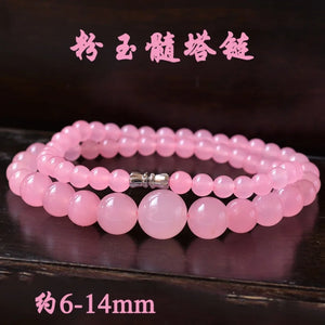 Natural Jade Beaded Chokers Necklaces For Women Real Chalcedony Stone