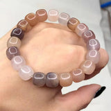 Jade Bracelet Women Men Violet Golden Silk Stone Beaded Bangle