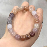 Jade Bracelet Women Men Violet Golden Silk Stone Beaded Bangle