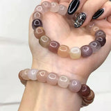 Jade Bracelet Women Men Violet Golden Silk Stone Beaded Bangle