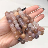 Jade Bracelet Women Men Violet Golden Silk Stone Beaded Bangle